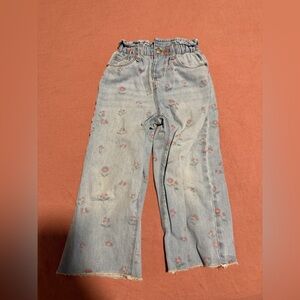 Zara Toddler Light Blue Floral Wide Leg Jeans